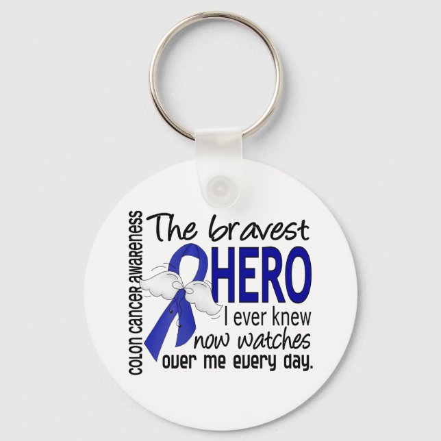 Bravest Hero I Ever Knew Colon Cancer Key Ring (Front)