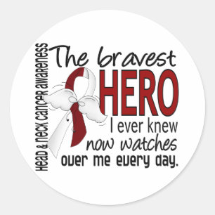 Bravest Hero I Ever Knew Head and Neck Cancer Classic Round Sticker