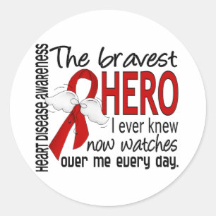Bravest Hero I Ever Knew Heart Disease Classic Round Sticker