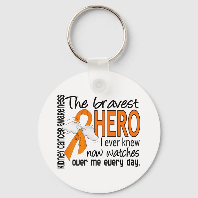 Bravest Hero I Ever Knew Kidney Cancer Key Ring (Front)