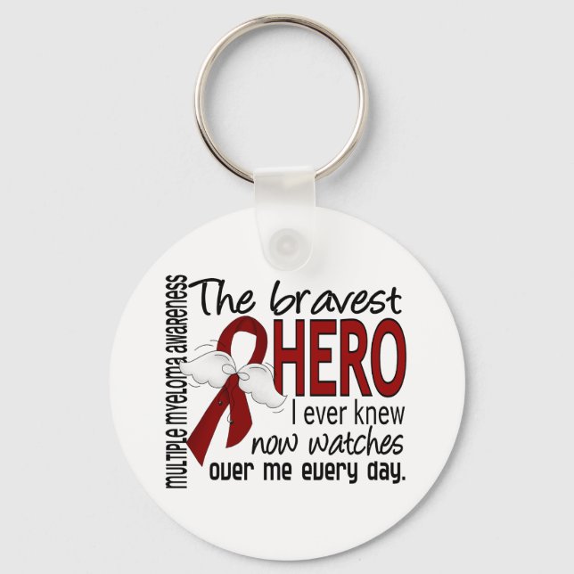Bravest Hero I Ever Knew Multiple Myeloma Key Ring (Front)