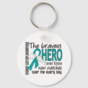 Bravest Hero I Ever Knew Ovarian Cancer Key Ring
