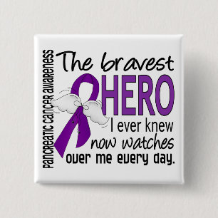 Bravest Hero I Ever Knew Pancreatic Cancer 15 Cm Square Badge