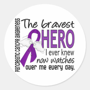 Bravest Hero I Ever Knew Pancreatic Cancer Classic Round Sticker