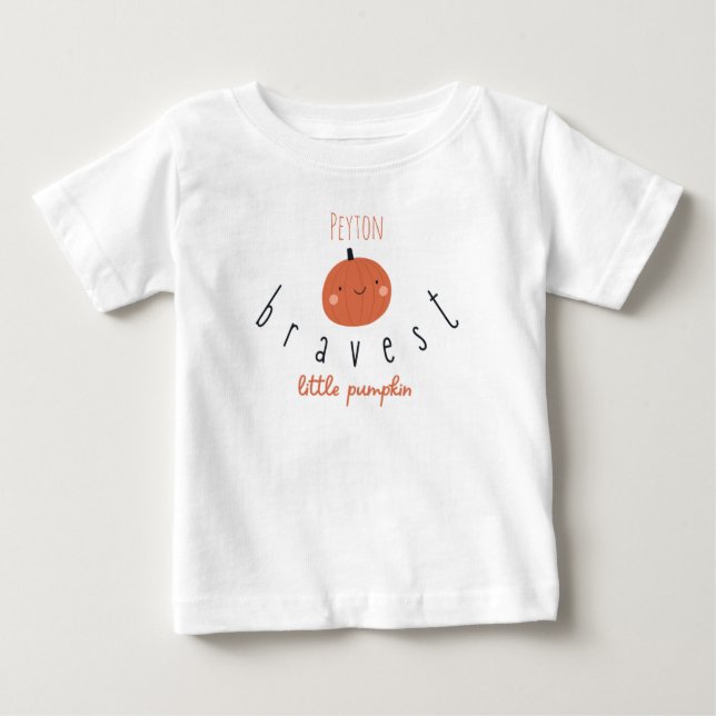 bravest little pumpkin Custom Name Baby T-Shirt  (Front)