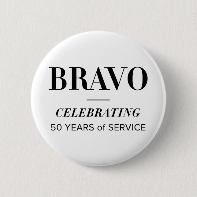 BRAVO 50th white button (Front)