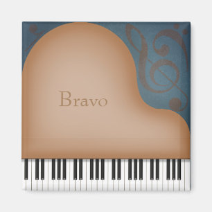 "Bravo" Brown Grand Piano Cute Customisable Music Magnet