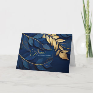 Bravo Graduate Congratulations Navy Blue Botanical Card