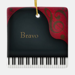 "Bravo" Grand Piano Charming Musical Keepsake Ceramic Ornament