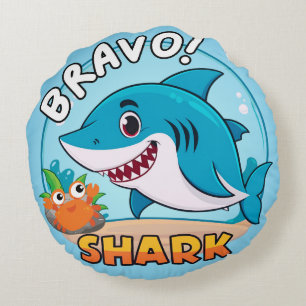 Bravo Sticker, Shark Stickers Round Cushion