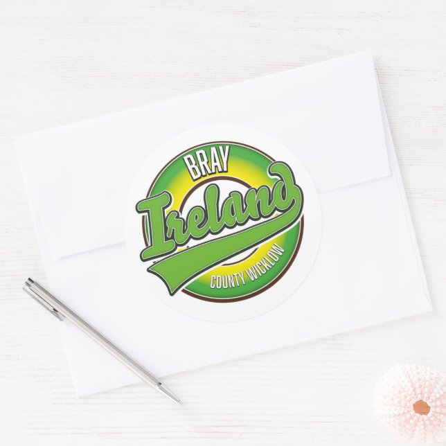 Bray County Wicklow Ireland. Classic Round Sticker (Envelope)