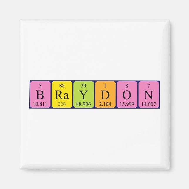 Braydon periodic table name magnet (Front)
