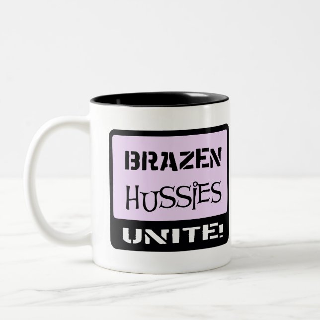 Brazen Hussies Unite Two-Tone Coffee Mug (Left)