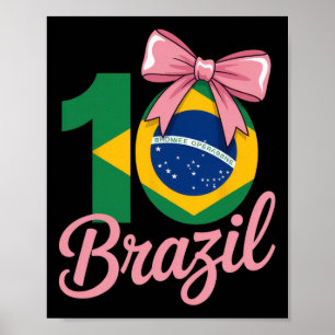 Brazil 10 Birthday Outfit With Pink Bow For Girls Poster