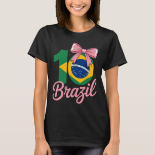 Brazil 10 Birthday Outfit With Pink Bow For Girls  T-Shirt