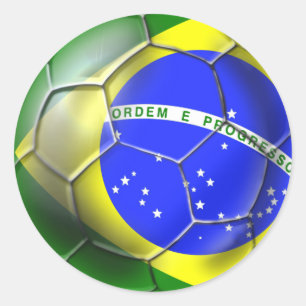 Brazil 2014 Brasil football Brazilian flag sports Classic Round Sticker