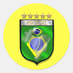 Brazil 5 star badge Soccer football sticker