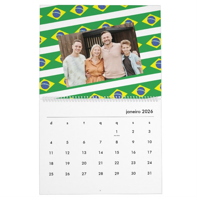  Brazil | Add Your Photo Brazilian Flag 2026 Calendar (Jan 2026)