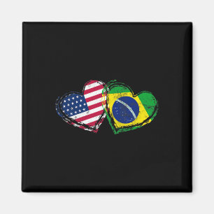 Brazil American Flag Heart Brazilian American Love Magnet