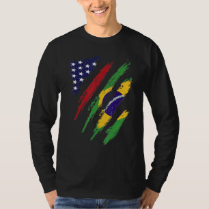 Brazil American Grown Flag USA Patriot Heritage Mo T-Shirt