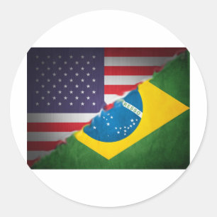 brazil and america classic round sticker