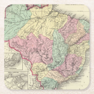 Brazil And Guayana Square Paper Coaster