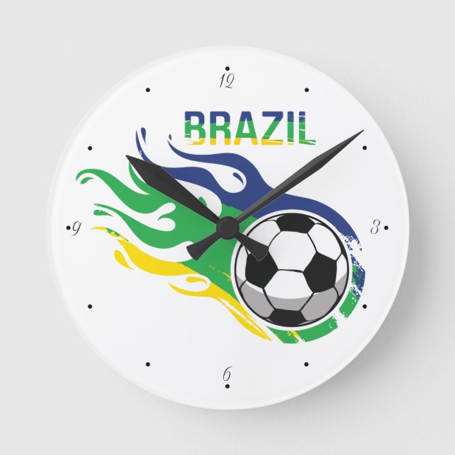 Brazil and Soccer Round Clock (Front)