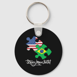 Brazil And Usa 4th July Independence Day Tee Key Ring