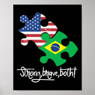 Brazil And Usa 4th July Independence Day Tee Poster
