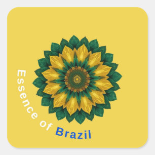 Brazil Banana Leaf Mandala - Essence of Brazil Key Square Sticker