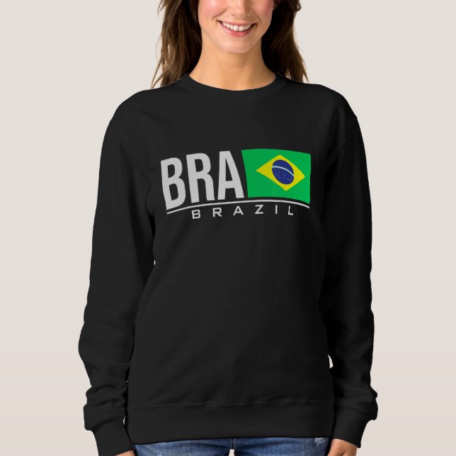 Brazil Brasil Flag Brazilian Country Code Bra Spor Sweatshirt (Front)