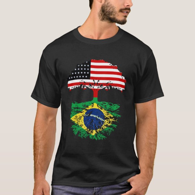 Brazil Brasil Roots American Grown  For Men Women  T-Shirt (Front)