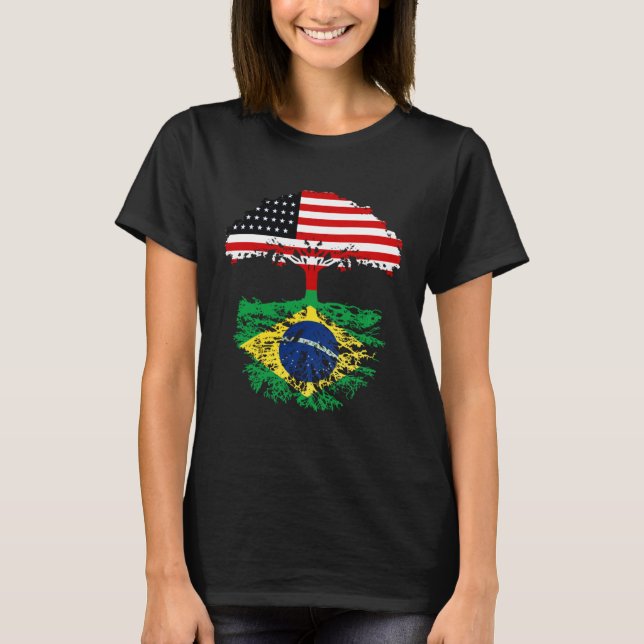 Brazil Brasil Roots American Grown  For Men Women  T-Shirt (Front)