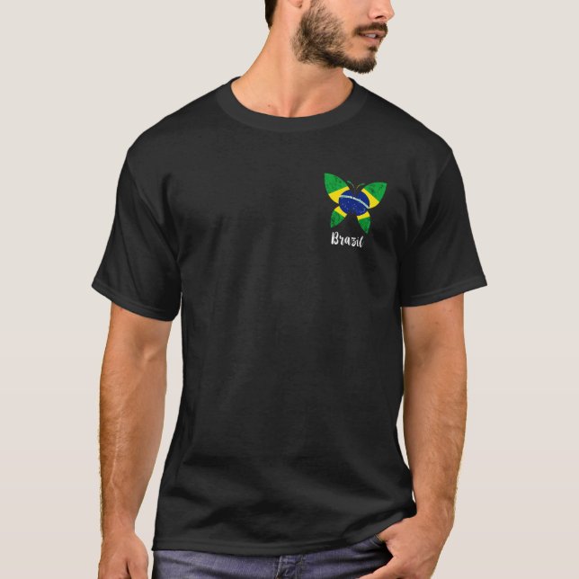 Brazil Brasileiro Butterfly Brazilian Flag Brazili T-Shirt (Front)
