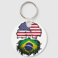 Brazil Brazilian American USA Tree Roots Flag