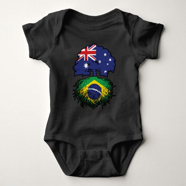 Brazil Brazilian Australian Australia Tree Roots Baby Bodysuit (Front)