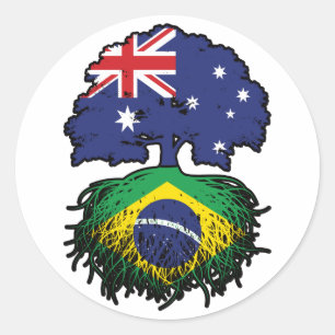 Brazil Brazilian Australian Australia Tree Roots Classic Round Sticker