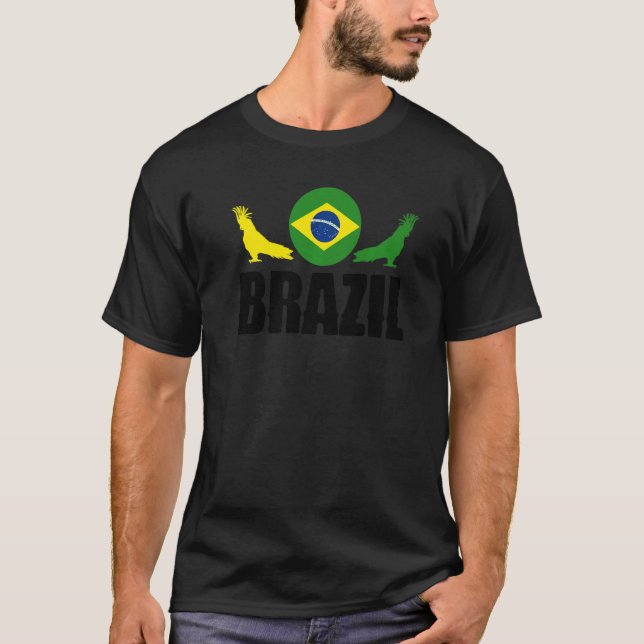 Brazil Brazilian Brazil Flag National Animal Silho T-Shirt (Front)