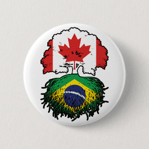 Brazil Brazilian Canadian Canada Tree Roots Flag 6 Cm Round Badge