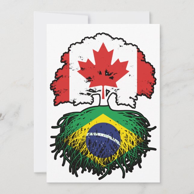 Brazil Brazilian Canadian Canada Tree Roots Flag Invitation (Front)