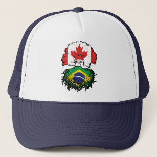 Brazil Brazilian Canadian Canada Tree Roots Flag Trucker Hat