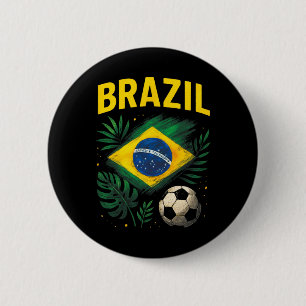 Brazil Brazilian Flag Brasil Soccer Footbyll 6 Cm Round Badge