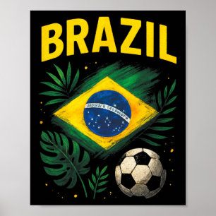Brazil Brazilian Flag Brasil Soccer Footbyll Poster