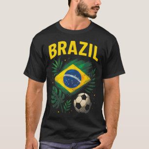 Brazil Brazilian Flag Brasil Soccer Footbyll  T-Shirt