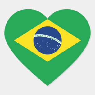 Brazil/Brazilian Flag Heart Sticker