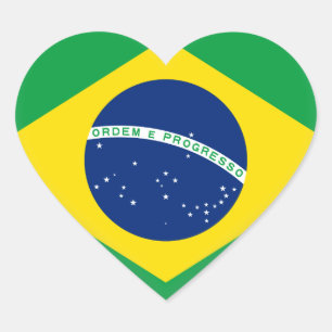 Brazil (Brazilian) Flag Heart Sticker