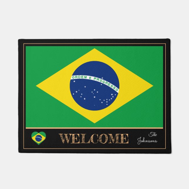 Brazil & Brazilian Flag house /sports Welcome Doormat (Front)