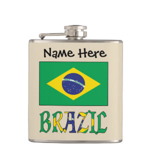 Brazil Brazilian Flag Personalised Hip Flask