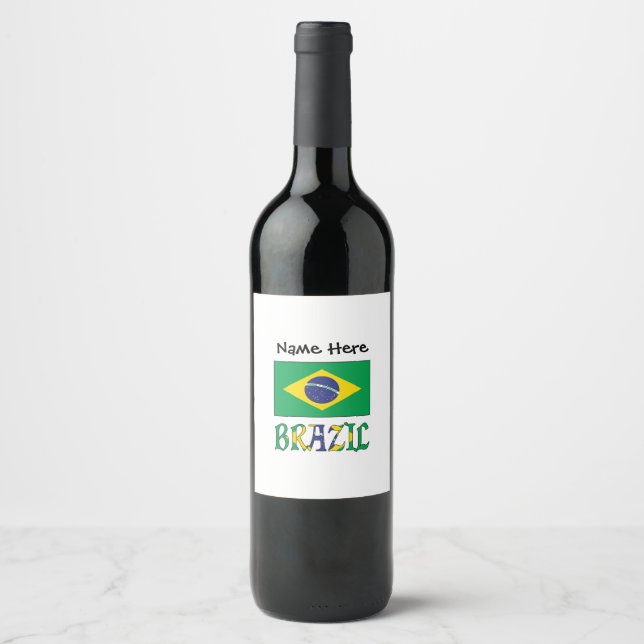 Brazil Brazilian Flag Personalised Wine Label (Front)