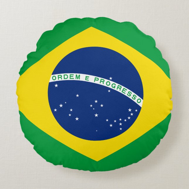 Brazil (Brazilian) Flag Round Cushion (Front)